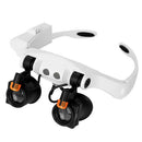 Double LED Lights Magnifier Eye Glasses Watch Repair Loupe Magnifying Glass