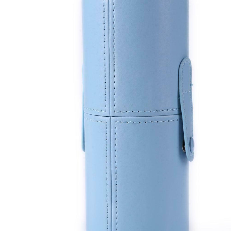 Leather Makeup Brush Holder Travel Cosmetic Pens Storage Cup Case (Blue) A