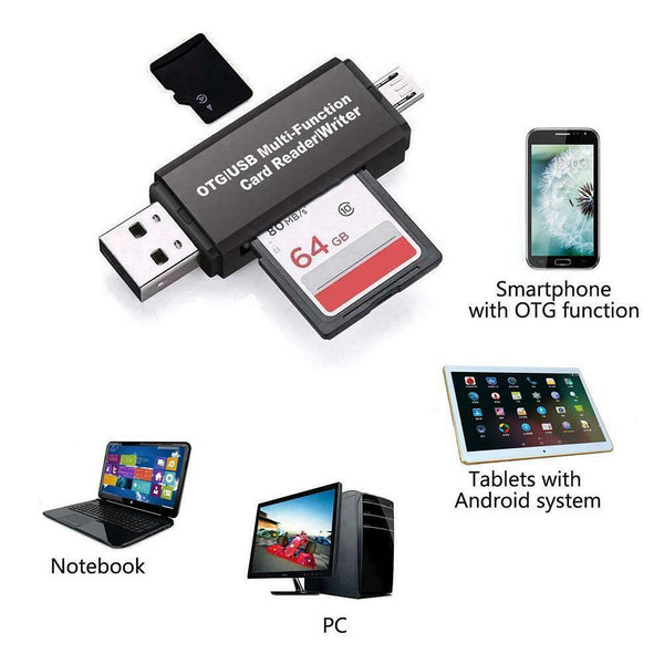 Micro USB+USB OTG Card Reader USB2.0 Memory Card Adapter for PC Android #gib