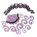 36 Pack Glitter Gauge Kit Spiral Tapers Tunnels and Plugs Ear Stretching Starter