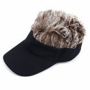 BROWN&BLACK Toupee Wig Hairpiece Baseball Hat Sun Visor Cap Adjustable Hook Loop