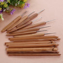 20pcs/kit Handle Crochet Hook Bamboo Knitting Knit Needle Weave Yarn Pouch