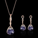 Necklace Earrings Diamond Water droplets Elegant Women Jewellery Set of Pen