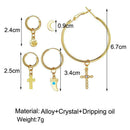 Women'S Fashion Personality Cross Crescent Starlight Stud Earrings Set New W1F7