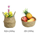 20cm Seagrass Wicker Basket Foldable Plant Pot Nursery Laundry Storage Bag Z7W3