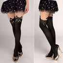 Women Sexy Cute Black Tattoo Long Socks Sheer Cartoon Cat Pantyhose Stockings FT