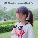 USB Rechargeable Neck Band Fan Sports Outdoor Halter Air Cooler (Black Red) A