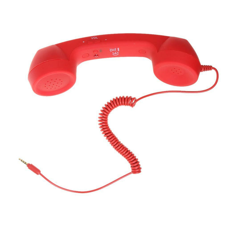 2Pcs 3.5mm Mic Retro POP Phone Handset Telephone for Mobile Phone Universal Red