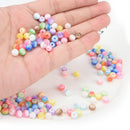 200PCS 6mm Mixed Striped Round Charm Spacer Loose Beads Craft Jewelry Making BX