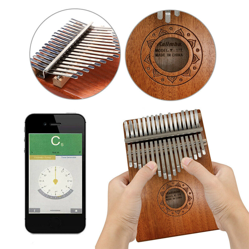 17 Keys Mahogany Wood Kalimba Thumb Finger Piano Musical Instrument (Lotus)