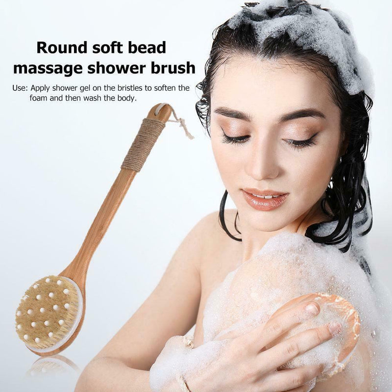Long Handle Rub Back Brush Wooden Natural Bristles Bath Shower Massage Brushes