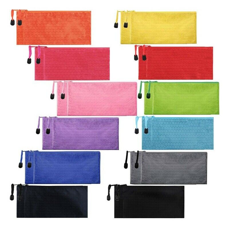 24Pcs Zipper Waterproof File Bag Pencil Pouch Pen Case, for Office Supplies V5V1