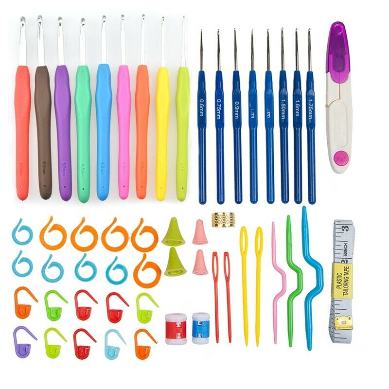 1 Set Crochet Hooks Needles 17 Sizes Sewing Needles Stitches Knitting Craft J2X2
