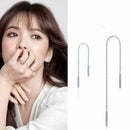 Korean Womens Long Dangle Drop Chain Hook Threader Stud Earrings Jewelry U5L9
