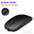 Dual Mode 2.4GHz Wireless + Bluetooth Mouse Rechargeable PC Mice (Black)