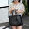 4pcs/set Litchi Leather Tassel Women Tote Shoulder Handbag Card Bags (Black
