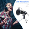 USB Microphone Wired Condenser Microphone Studio Mic with Stand Clip for PC