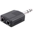 Mono 6.35mm Male Plug to Dual 6.35mm Female Socket Splitter Adapter Connect