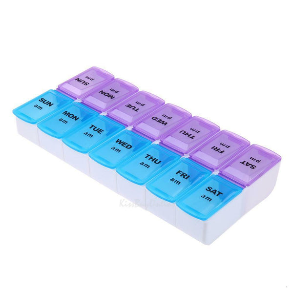 14 Slot 7 Day Pill Organizer Box Weekly Case Holder Travel Medication Reminder