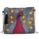 DIY Peafowl Special Shaped Diamond Painting Leather Chain Crossbody Bags