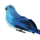 2pcs Blue Artificial Feathered Foam Birds with Clips Outdoor Garden Tree Decor