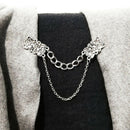 Women Sweater Shawl Clips Cardigan Dresses Brooch Flowers Collar Pins Chain G JR