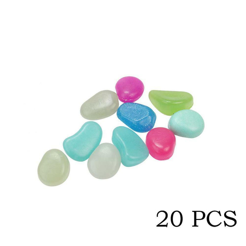20pcs Colorful Glow in The Dark Luminous Stones Fish Tank Aquarium Pebbles Rock