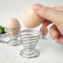 Metal Egg Cup Set Spiral Kitchen Breakfast Hard Boiled Spring Holder Egg Cup ME