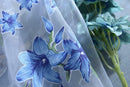 200x100cm Blue Floral Pattern Voile Tab Top Curtain Window Drapes Valances Panel
