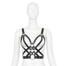 Womens Leather Body Chest Harness Belt Rivet Cage Bra Strap Metal  Party