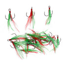 20pcs Feather Fishing Hooks Treble Barbed Squid Fly Tying Lures Baits SZ005