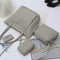 4pcs/set Shoulder Handbags Leather Women Crossbody Clutch Card Bags (Grey)