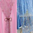 200cmx100cm Blue Round Circle Voile Tab Top Curtain Window Drapes Valances