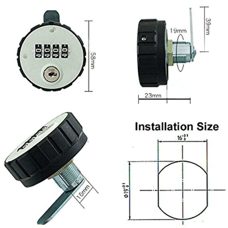 Combination Cabinet Cam Lock 4 Digital Keyless Drawer Door Gym School Locke L2J8