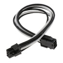 6 Pin PCIE Graphics Card GPU PSU Extension Cable 11.8in/30cm - Sleeved Black &