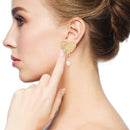 Love Heart Pearls Dangle Ear Stud Women Elegant Sweet Drop Earrings Jewelry A