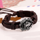 Modish Men Jewelry Braided Dragon Head Wrap Wrist PU Leather Cuff BraceletHW