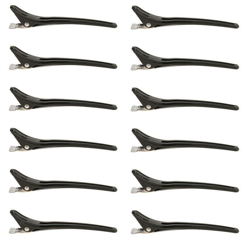 12pcs Wide Clips Salon Hair Grip Clamps Hairdressing Tool Hairpin Black