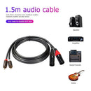 Dual RCA Male Plug to Dual XLR 3Pin Male Audio Extension Cable for Microphone
