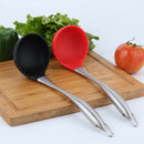 1pc silicone head stainless steel handle spoon cooking tool kitchen accesso Q9P9