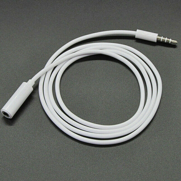 White 1M 3.5mm Male to Female Jack Stereo Audio Headphone Extension Cable JR
