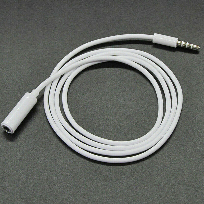 White 1M 3.5mm Male to Female Jack Stereo Audio Headphone Extension Cable JR