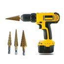 3Pcs Titanium Step Drill Bits HSS Wood Power Tools 3-12mm 4-12mm 4-20mm
