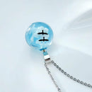 New Creative White Clouds Blue Sky Birds Glass Ball Pendant Necklace Terrarium
