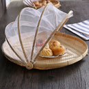 1Pc Hand Woven Bug Proof Basket Dustproof Picnic Basket Handmade Fruit Vege E6M5
