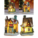 2PCS Mini Christmas Snow House LED Village Table Garden Holiday Decoration