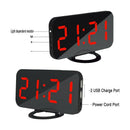 Easy Snooze Time Setting LED Mirror Digital Alarm Dual USB Port Charging St
