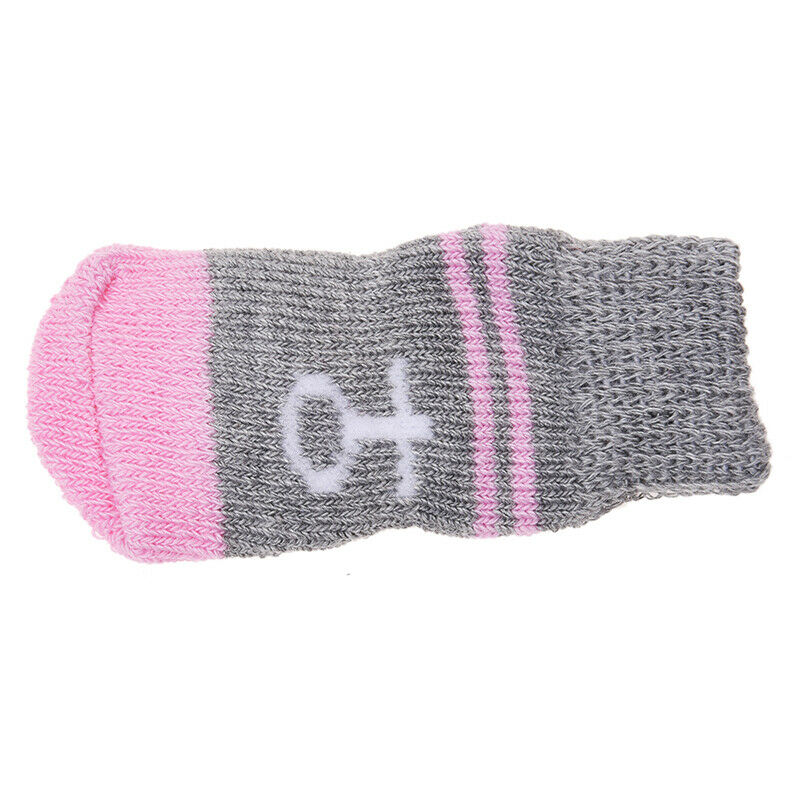 Pink Gray Nonslip Warm Knitted Socks Bootie for Pet Dog