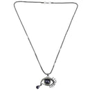 Women Magic Eye Shape Crystal & Rhinestones Tear Long Necklace Sweater Neck