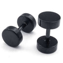 Jewelry Men Earrings, 6mm Circle Ear Studs, Stainless Steel, Black